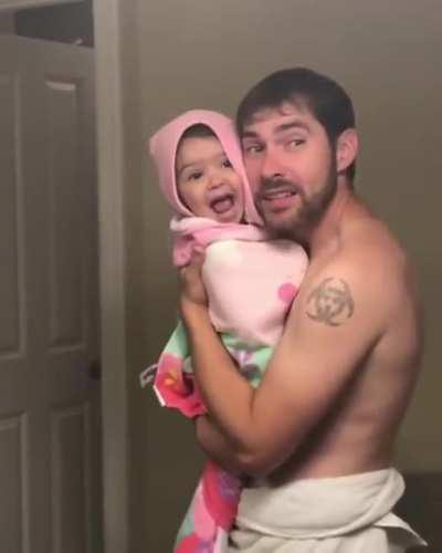 Dad and daughter singing girls like you.