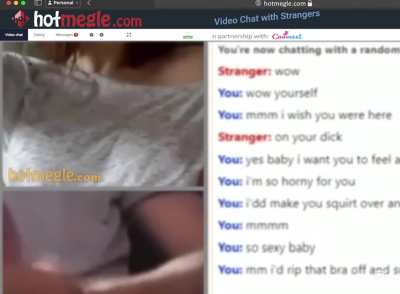 Omegle chick is playing with her tits and helping stranger to cum faster