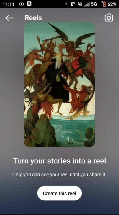 Instagram recommended reel created