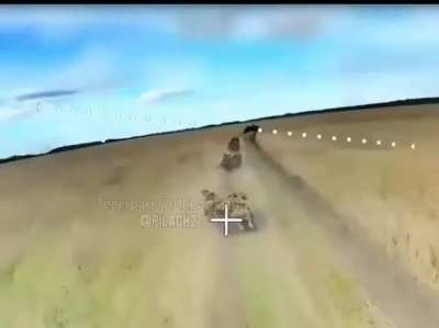 Fiber-Optics FPV drone operator targets UAF infantry riding in an ATV column