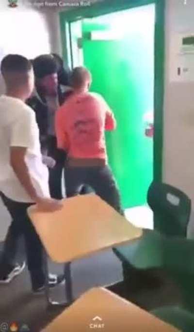 to break up a fight by a teacher.