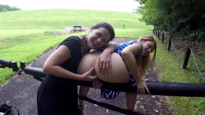 She Fingers Her Friend While They Fear They Will Be Seen in The Field