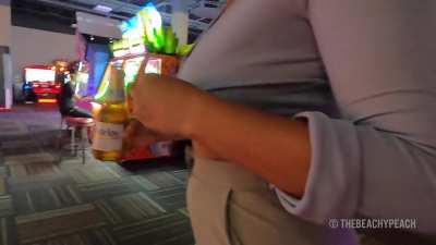 I was dared to walk through the arcade with my top unbuttoned [F]