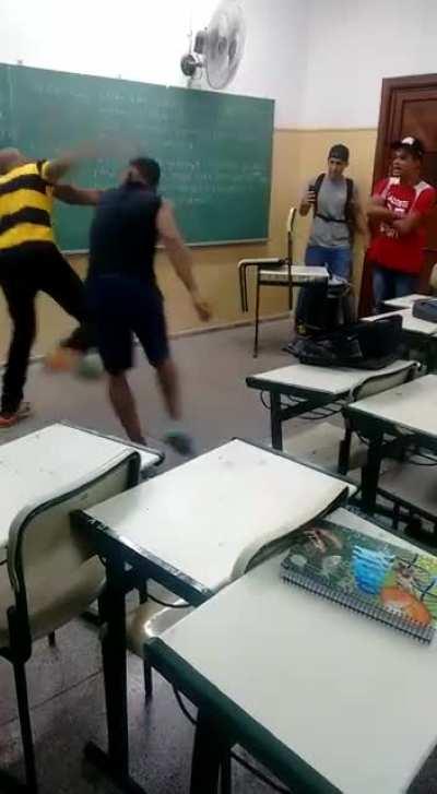 Brazilian school fight with knockout