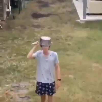 It's protecting him from the hail