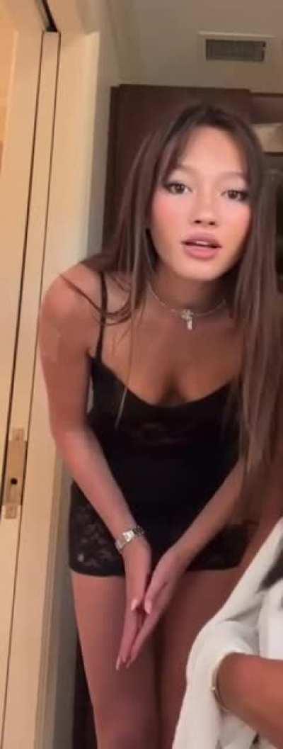 Lily Chee in the black dress from new IG Live