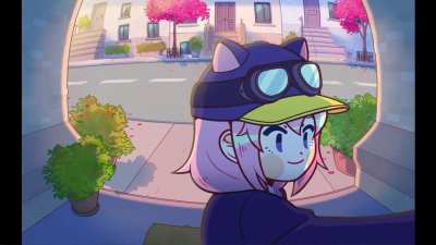 Catgirl holds dlivery up to doorbell camera catgirl proceeds to say mggaow
