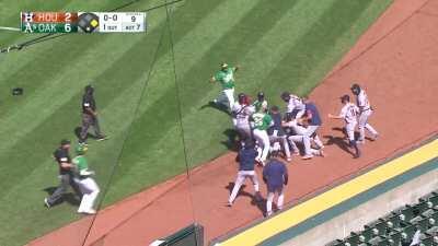 Benches clear in Astros vs. A's game.