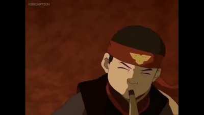 Aang plays the Tsungi horn (sound on)