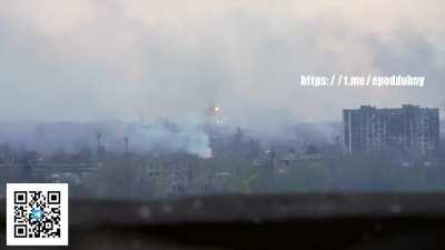 RU POV: ATGM hits at ukrainian positions in Bakhmut