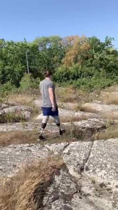 I was told to repost this here as well. I am incredibly proud of my progress over the last five and a half months. The first part shows my first steps with my new legs. The second part is from a few weeks ago. Practice, determination and support from frie