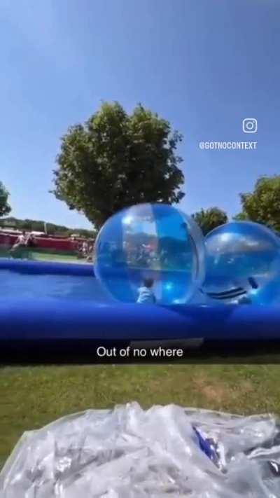 Person in ball gets blown into the air and falls 40 ft 