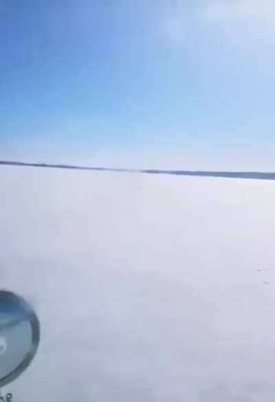 This ice road semi is going a little fast- oh wait..!