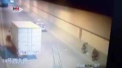 Dude gets double pwned by the same tire