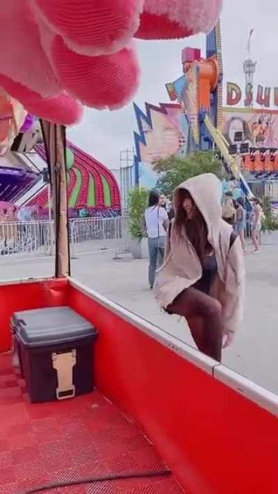 Aria fishnet stockings, short shorts pro ring thrower