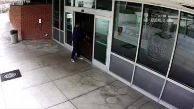 Attacking the police station with a baseball bat