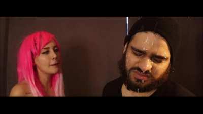 Spitting on my slave for 15 minutes, I completely DRENCH his face