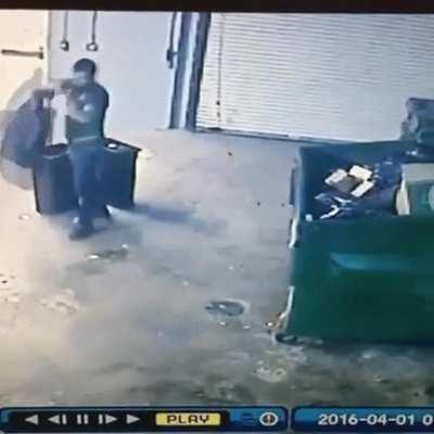 Instead of walking it to the dumpster and placing it inside