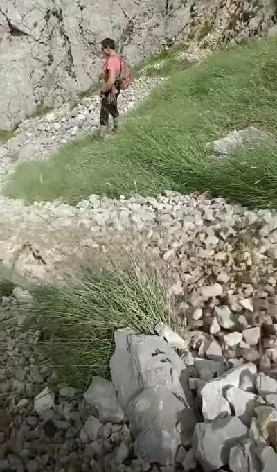 Nature's Cascade: Rocks Dance Down the Mountainside