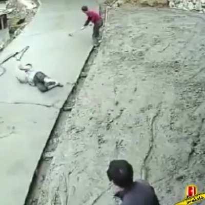 WCGW leveling concrete using a sentient machine