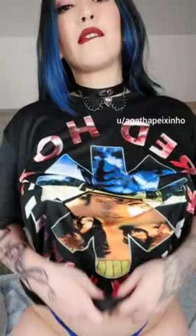 Excuse me, can I throw my goth tits in your face?