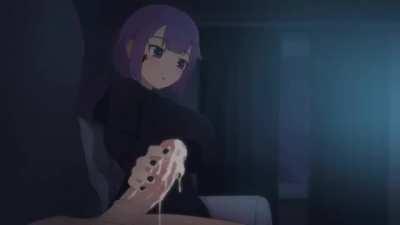 She rides him after a handjob