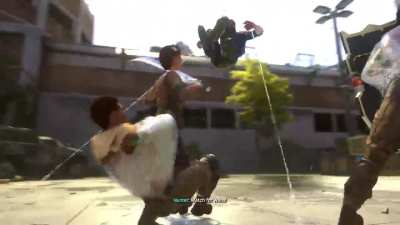 Exaggerated swagger of a white guy