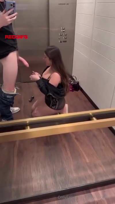 Sucking him off in the hotel elevator