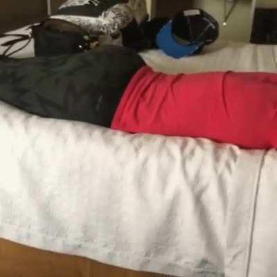 Bayley waiting on the bed