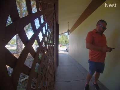 Pretending to deliver food then leaving with it