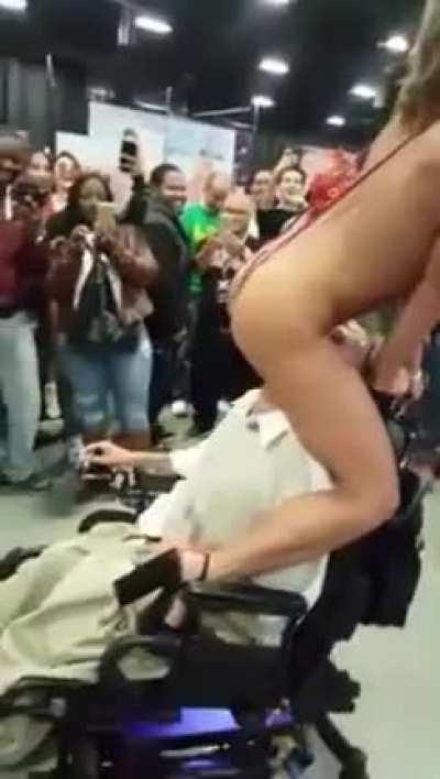 Disabled person having the time of his life