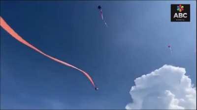 3-year-old girl dragged by a kite into the sky