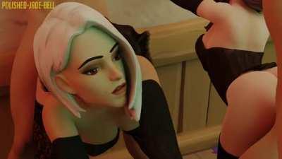 Dva and Ashe Costumed Up And Doggystyled