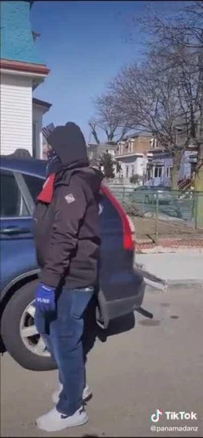 Man gets caught in the act and freaks out making the worst escape ever. Comical.