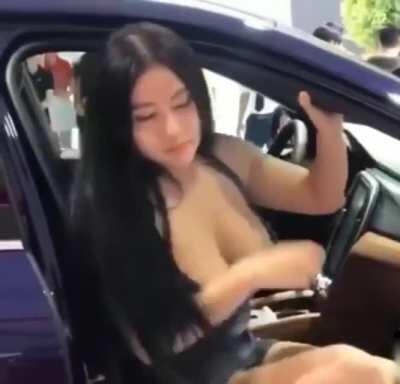 Vietnamese Model Nipple Tease at Vietnam Car Show