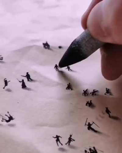 Drawing a desert battle