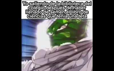 Yo saliendo de la biblioteca del colegio despues de haber llenado de semen el libro se ciencias que tenia una teta