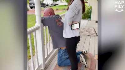 Daughter surprises dad after being gone for 3 years