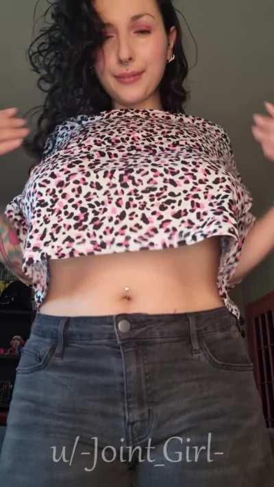 Watch my beautiful big mozzarella come out of the shirt