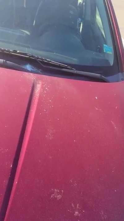 My tire flew off on the way home and to add insult to injury a rock hit my windshield