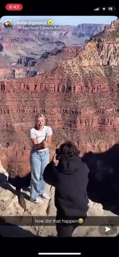 Influencer hitting golf ball and losing golf club into the Grand Canyon