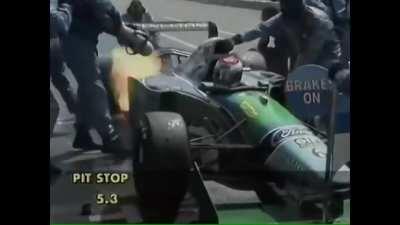 HMFT after a pit stop mechanic sets me on fire