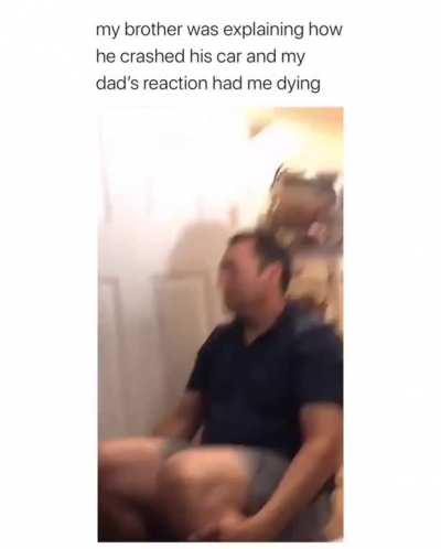 Son explaining car crash to Dad