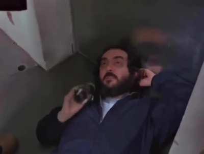 Stanley Kubrick lining up the iconic freezer door shot in 'The Shining'