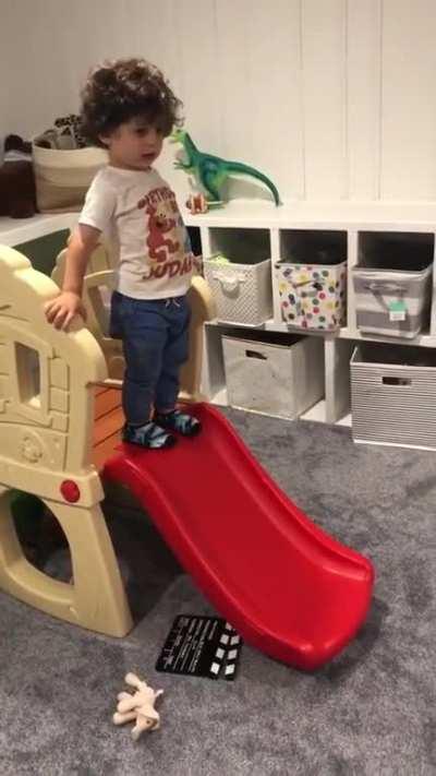 Novel way to use a slide.