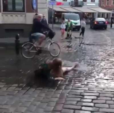 To jump in the middle of a wet street