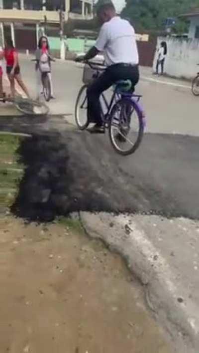 The city asphalted train tracks