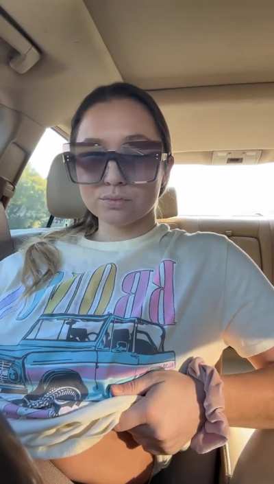 Driving with my tits out because I don't trust airbags 🥵