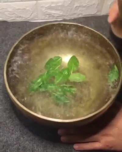 The vibrations created by a Tibetan singing bowl