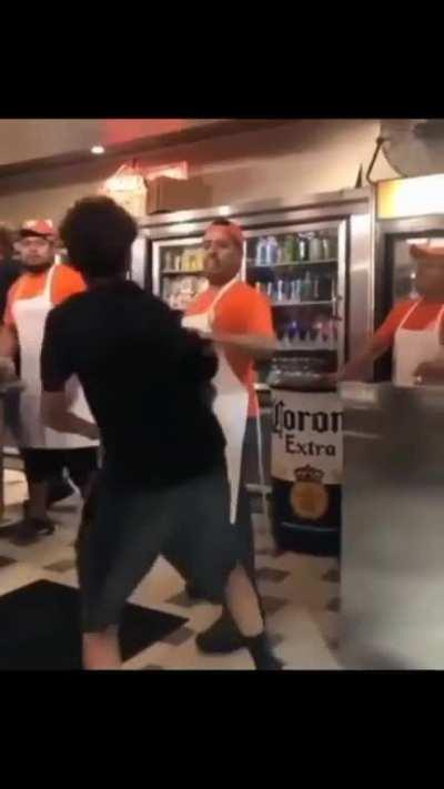 To beat up a grown man